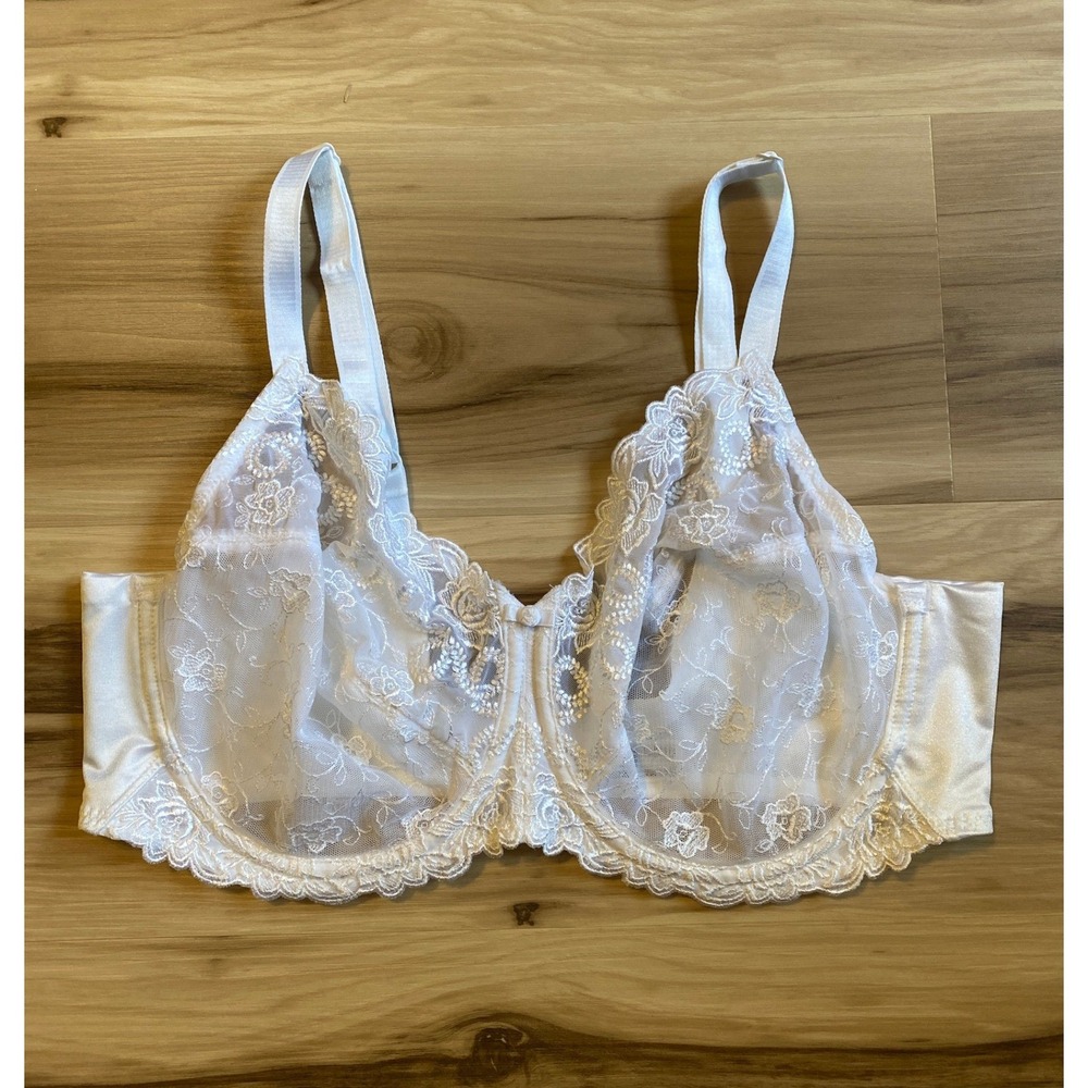 Wacoal Renaissance Rose White Floral Lace Full Figure Underwire Bra Size 42D